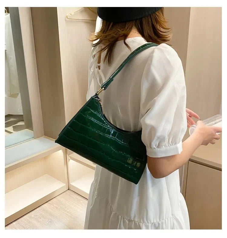 Bolsa Feminina de Ombro Textura Croco Modelo Rouge