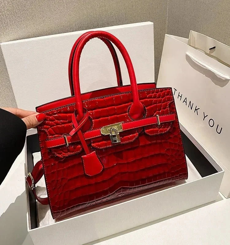 Bolsa Feminina em Couro PU Textura Croco Modelo Blinkin